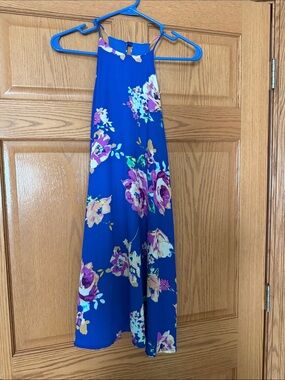 Everly Royal Blue Floral Halter Dress